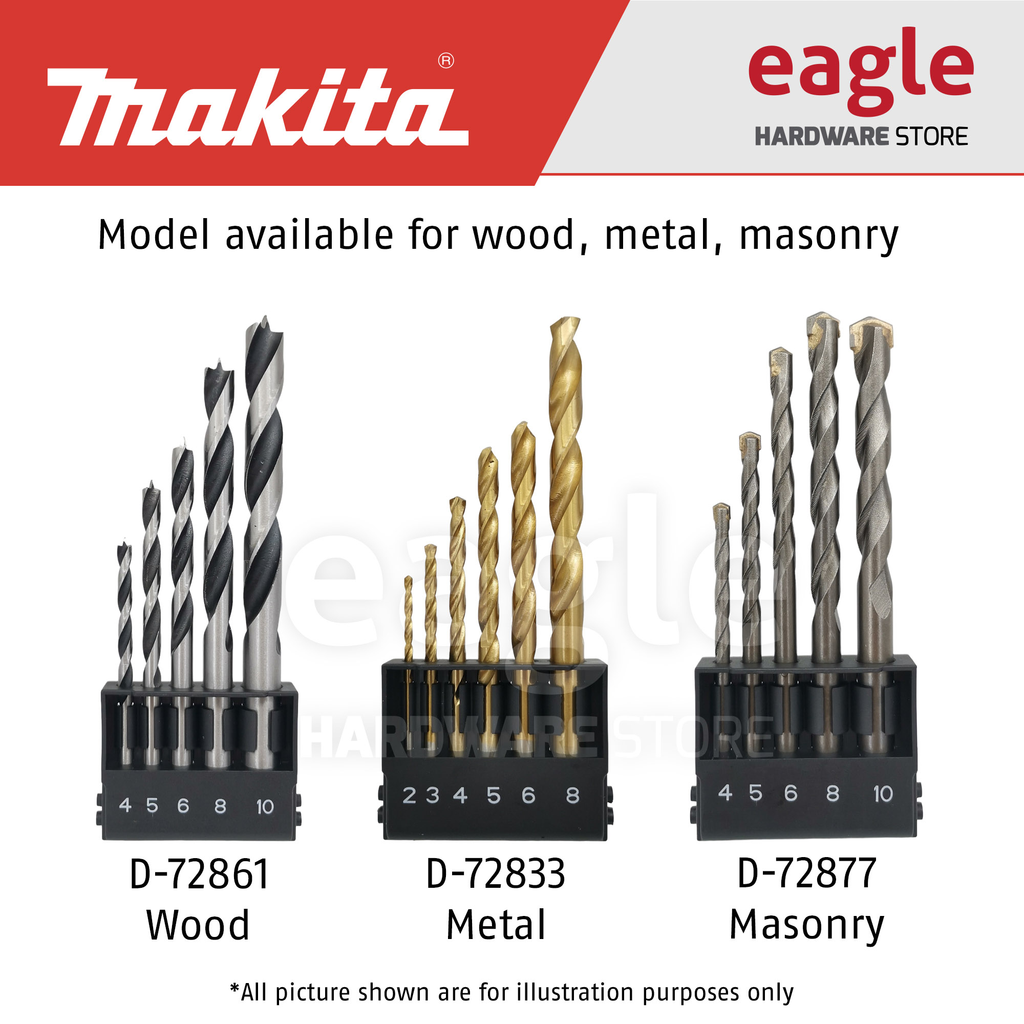 Makita HSS TiN-Bohrer-Set 6-teilig – Für Metall, Größen 2–8 Mm, Im Kunststoffkoffer