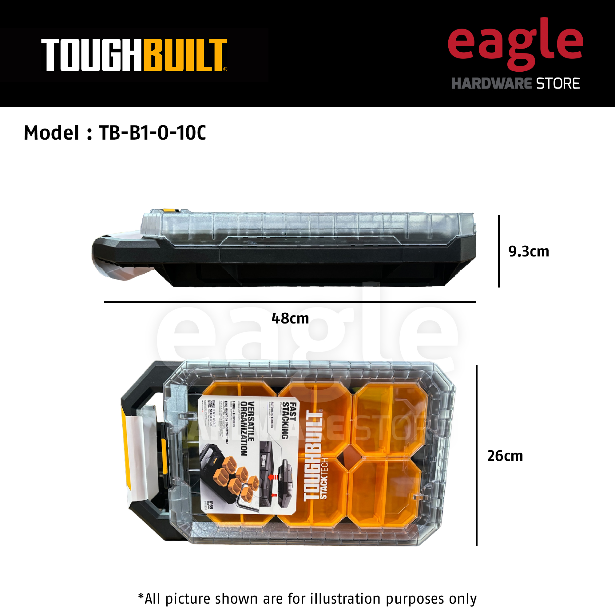 Toughbuilt TB-B1-O-10C StackTech Compact Low Profile Organizer 