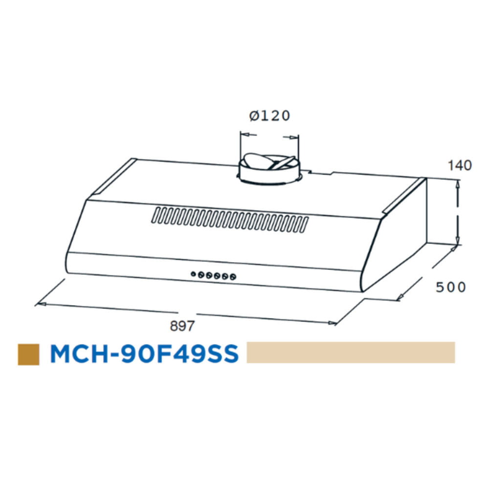 Midea Stainless Steel Slim Hood Cooker - MCH-90F49SS