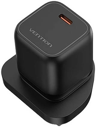 Vention 1-port USB-C GaN Charger(30W) UK-Plug Black (FAKB0-UK)