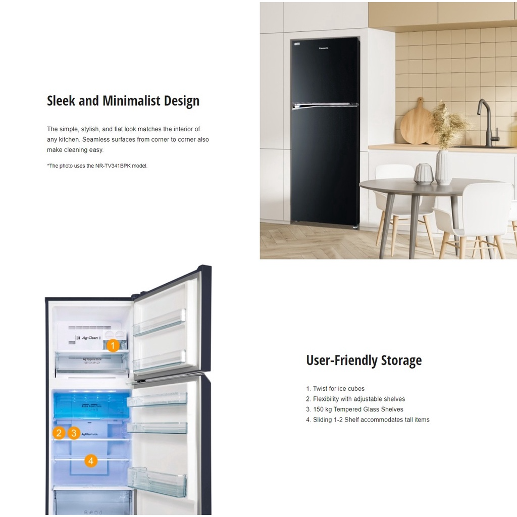 Panasonic 450L 2 Door Inverter Refrigerator NRTX461CPKM Seng Huat