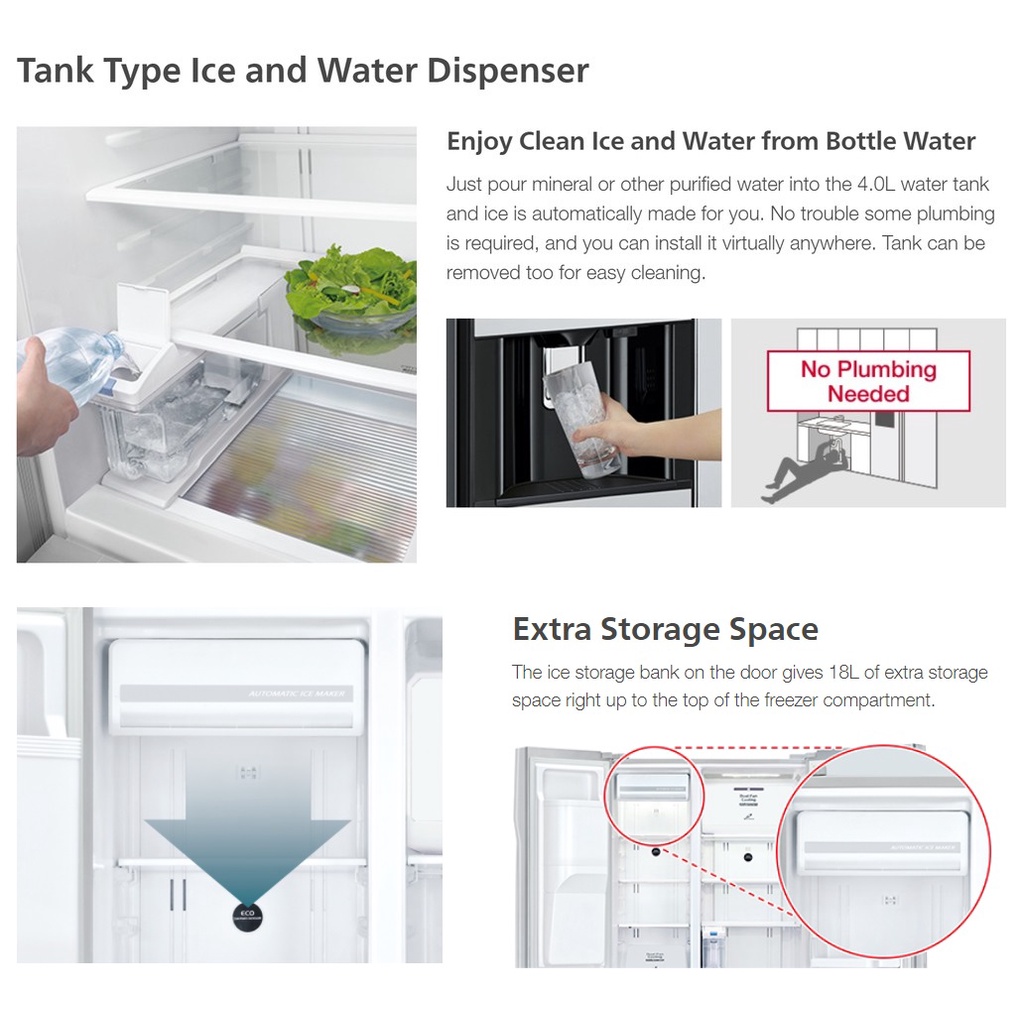 Hitachi Nett 584L Side By Side Inverter Glass Refrigerator RM800GP2M GBK (Glass Black) Seng Huat