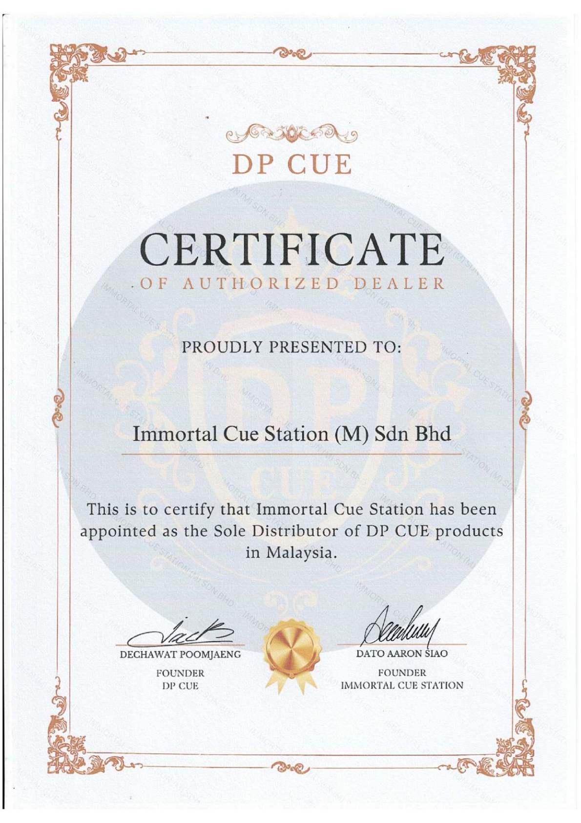 PNS authorized distributor certificate