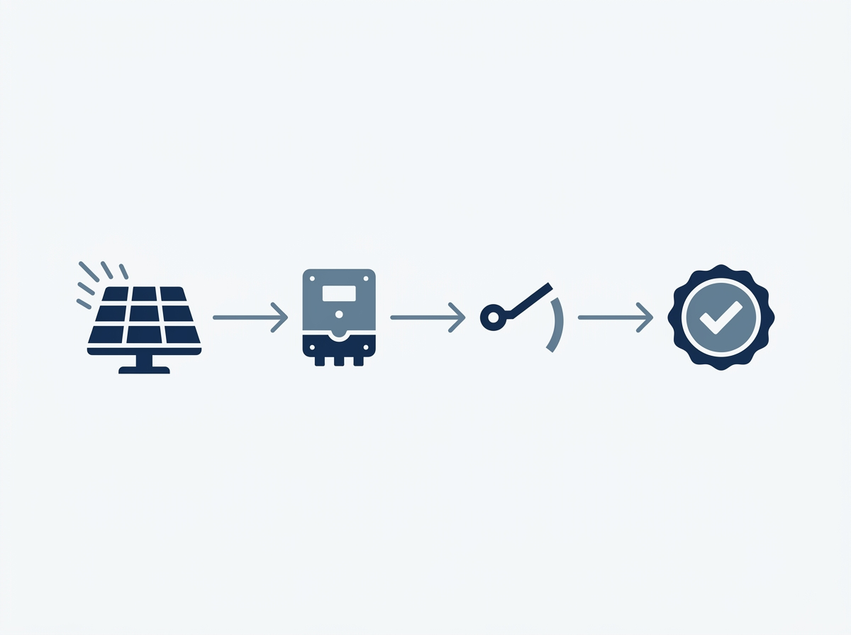 Diagram showing a module, a control unit, an opening switch and a certification mark in sequence