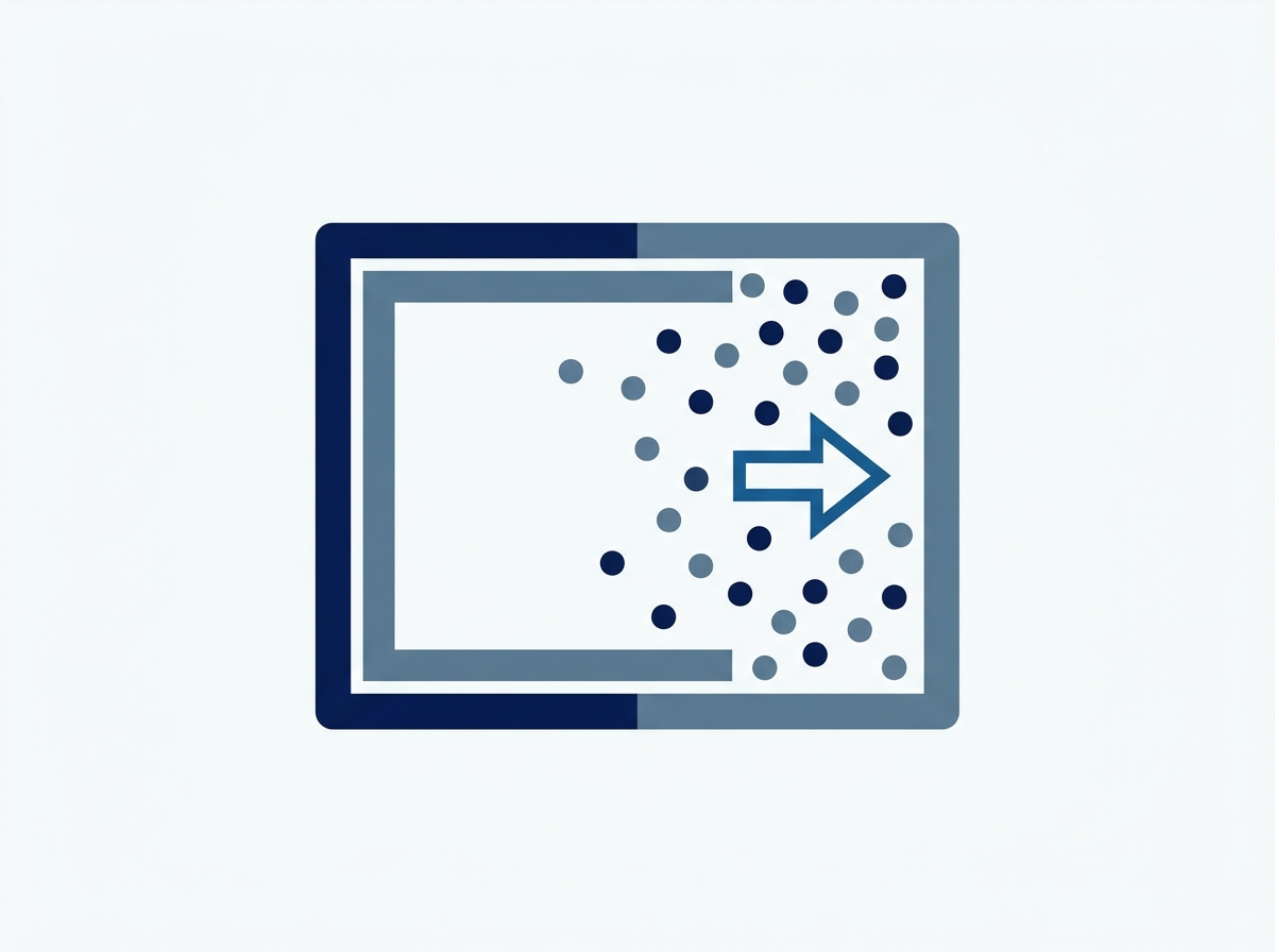 Cross-section illustration of a module laminate with particles drifting from the glass toward the cell