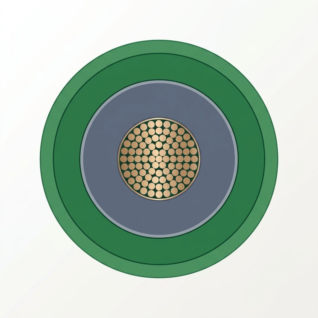 Cross-section of a solar PV DC cable showing tinned-copper conductor, insulation and outer sheath