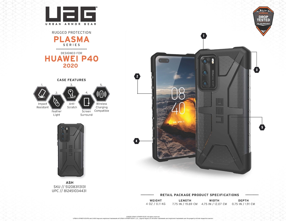 UAG Huawei P40 Plasma- Ash KUAT Gadget Lifestyle Products Sdn Bhd