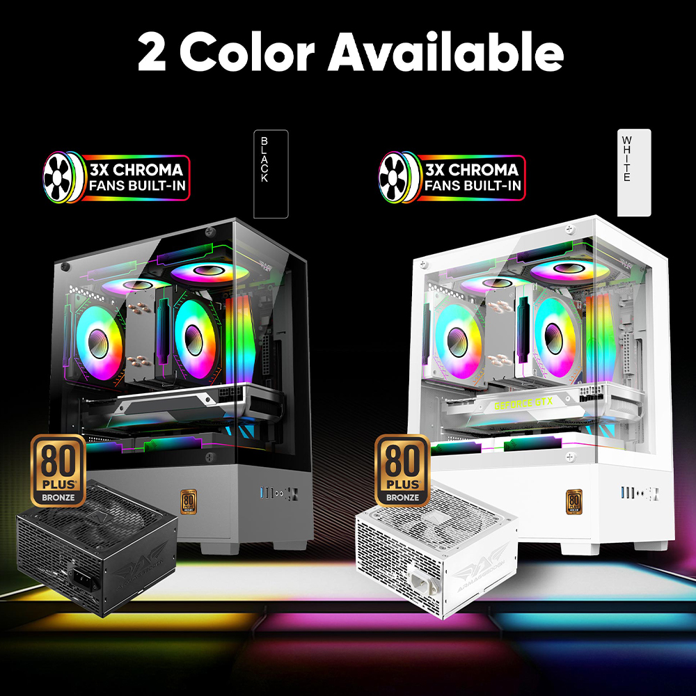 Armaggeddon AQUARON NEMO WHITE Pro Gaming PC Chassis with 80 plus Power Supply