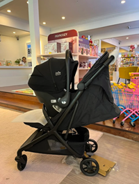 Brother Bear Penang customer with a newly purchased stroller after receiving baby gear advice for Joie Port and Joie Sprint Carrier from Syikin.