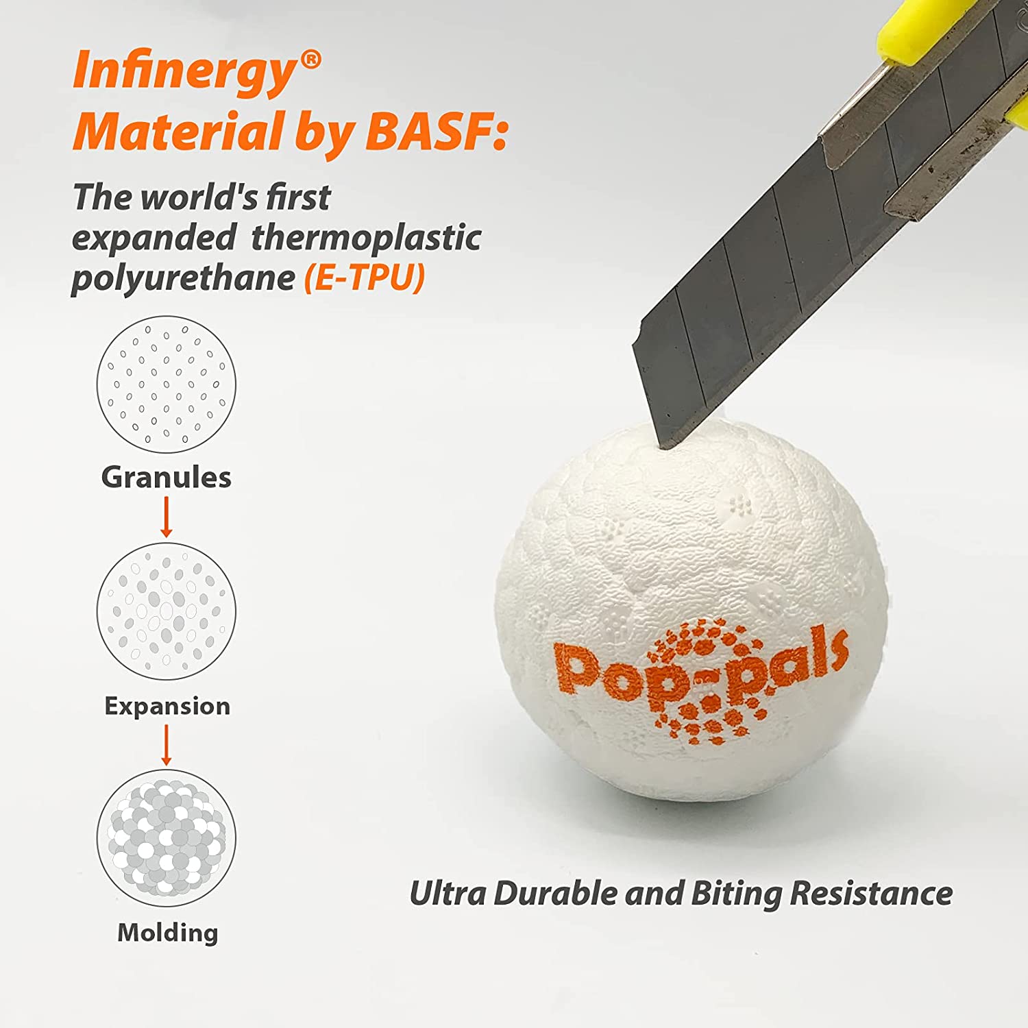 GiGwi Pop-pals are made of non-toxic, durable, food-grade and environmentally friendly E-TPU material. Not breaking easily but super lightweight & easy to play. Great for indoor & outdoor activities. Easy to clean after play.