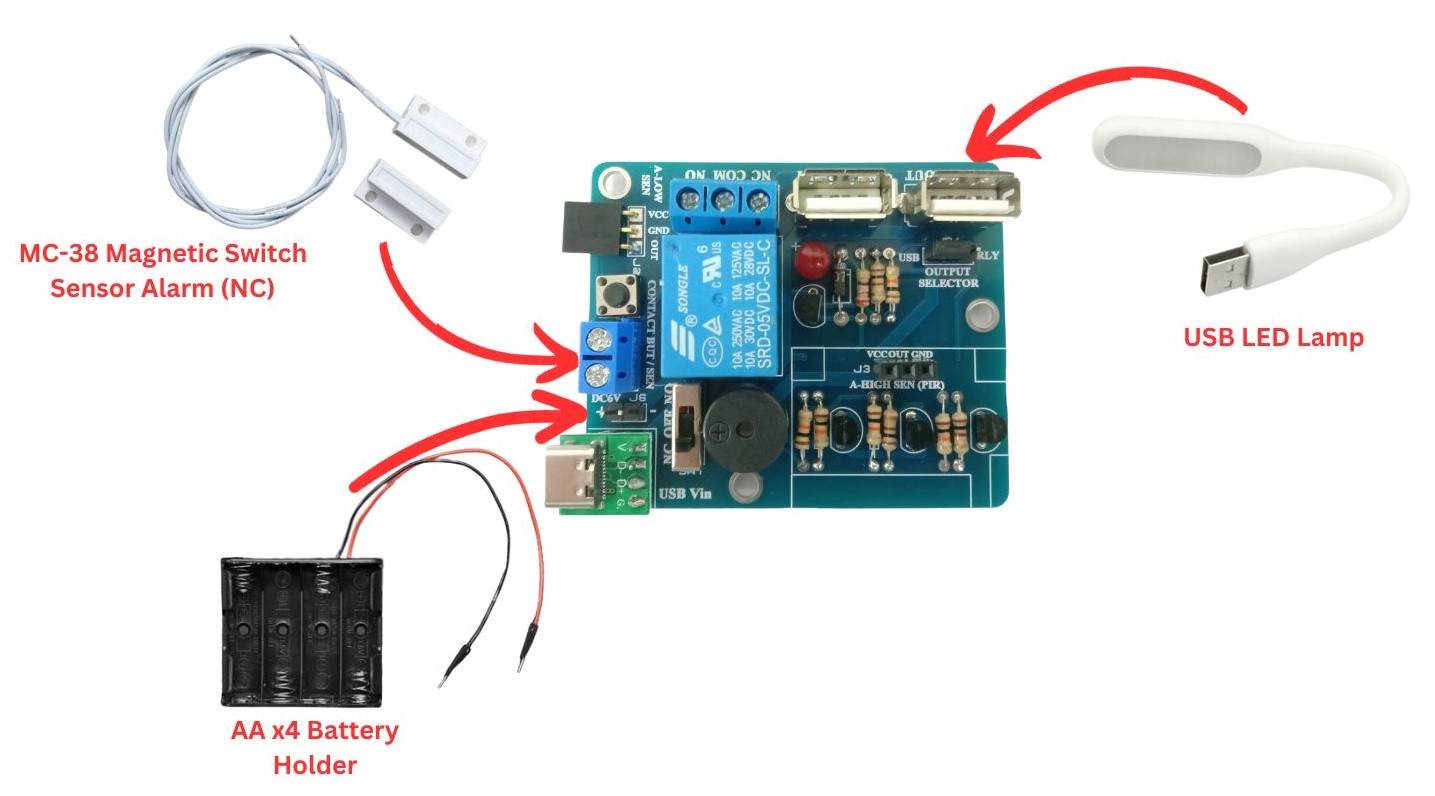 SMART SECURITY DOOR LOCK ALARM SYSTEM WITH LED LAMP WITH MB54 MULTI