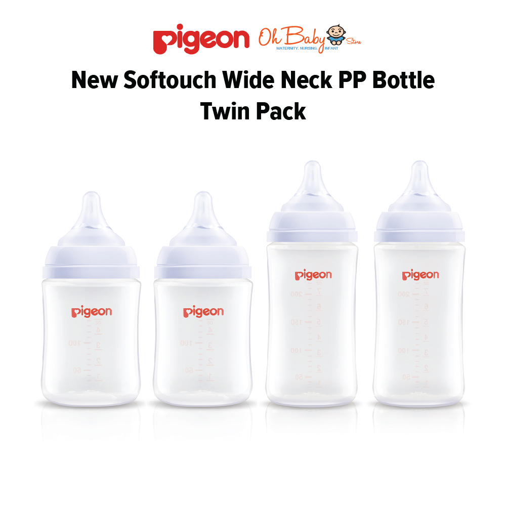 Pigeon New Softouch Wide Neck PP Bottle Twin Pack (5oz/8oz) Oh
