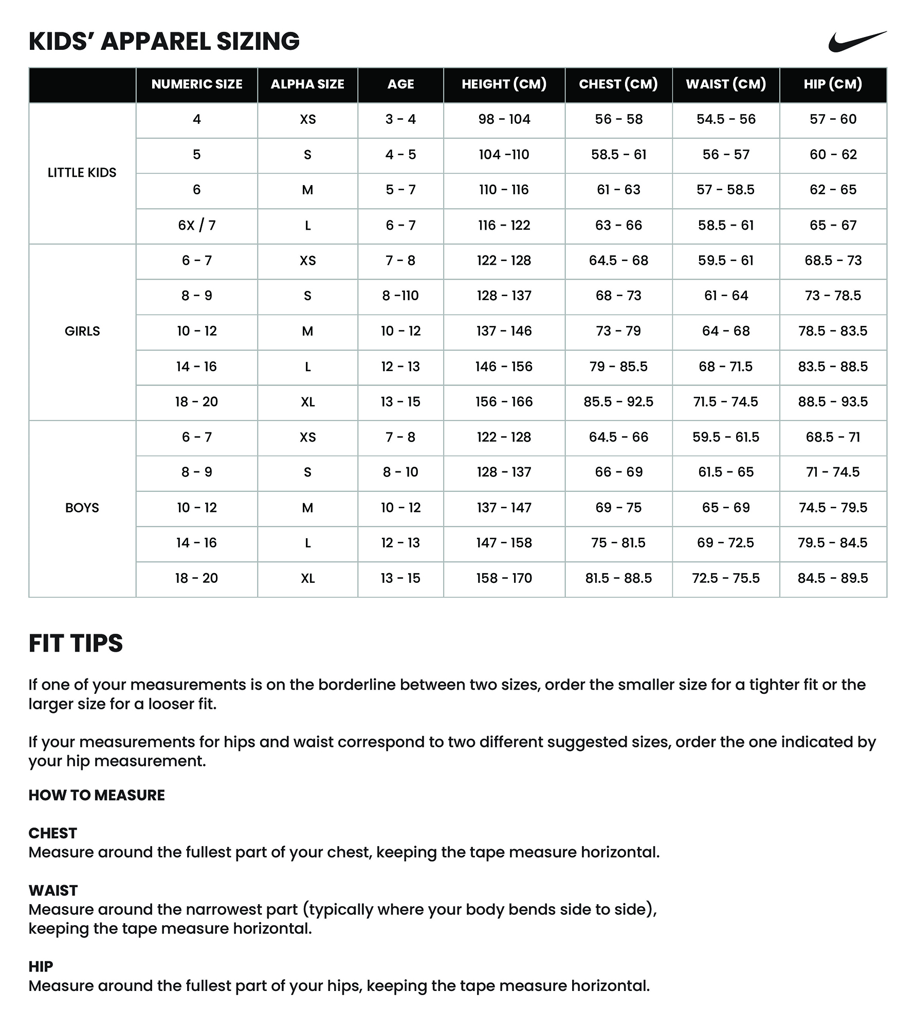 Clothing Nike Football Kit Sizes Nike Junior Football Kit Size Guide