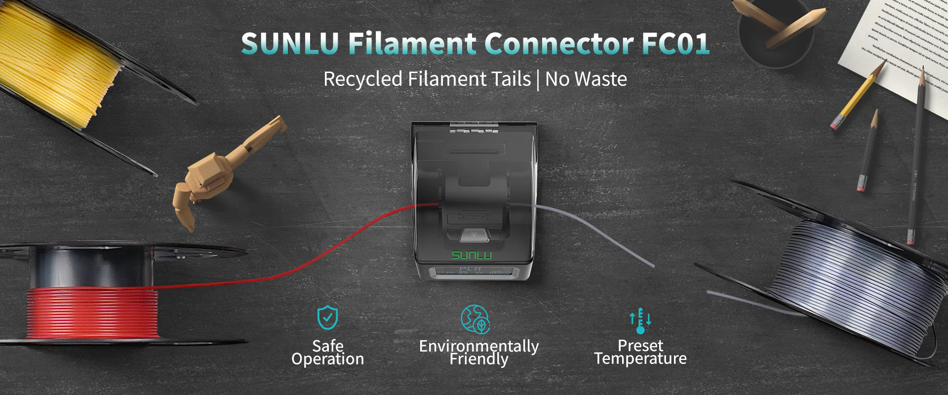 Sunlu filament connector / filament welder 1.75mm diameter filament connector fc01 safe efficient beginner friendly Sunlu filament connector / filament welder 1.75mm diameter filament connector fc01 safe efficient beginner friendly