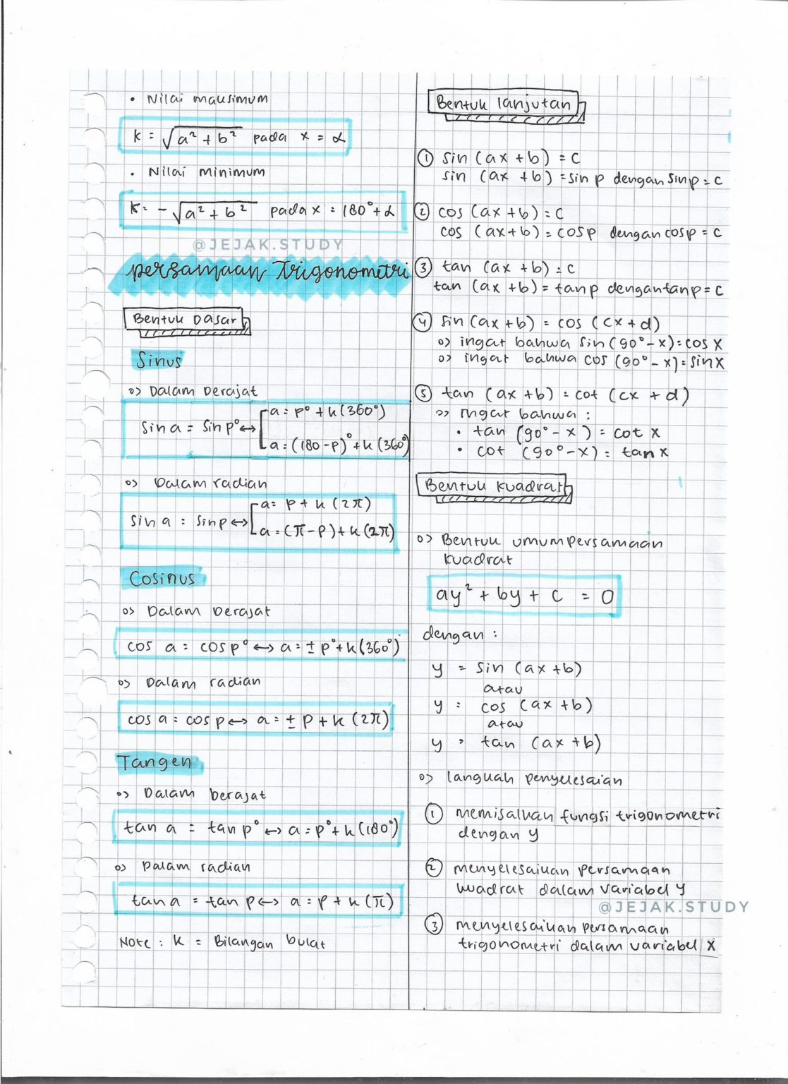 Ambisnotes | Trigonometri Analitika Kelas 11 - Ambisnotes