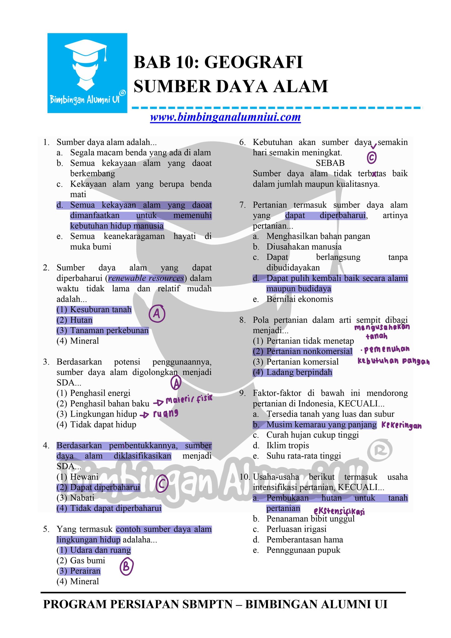 Ambisnotes Soal Geografi Sumber Daya Alam Ambisnotes