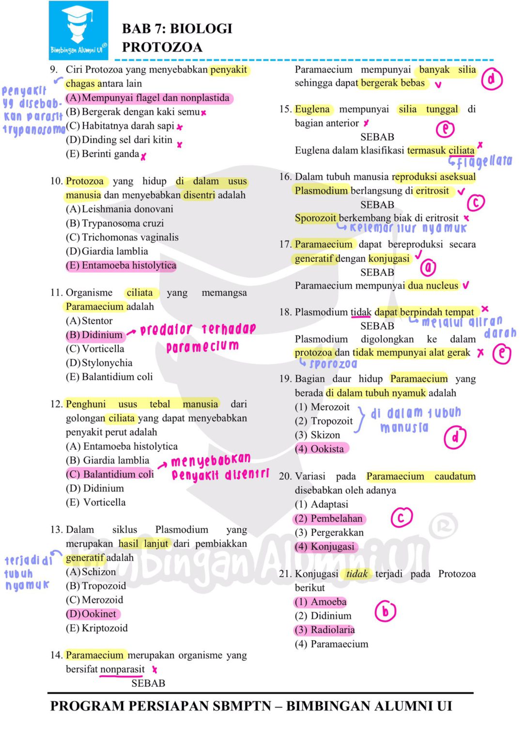 Ambisnotes | Soal Biologi Protozoa - Ambisnotes