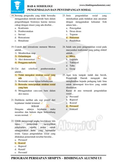 Ambisnotes | Soal Sosiologi Pengendalian dan Penyimpangan Sosial