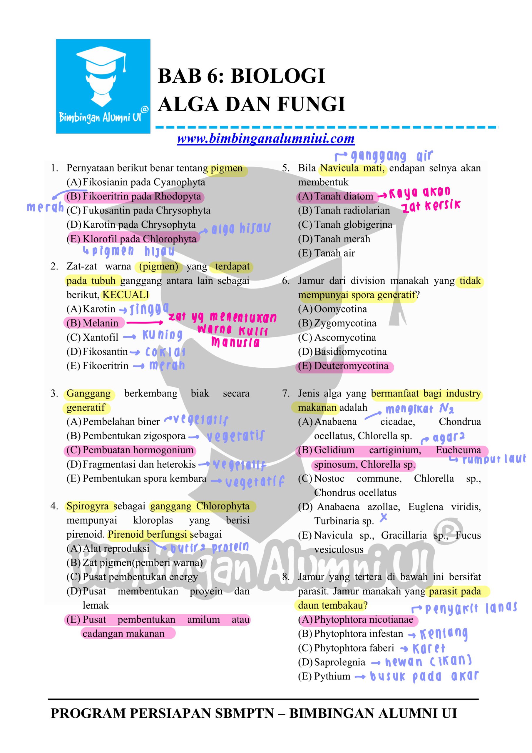 Ambisnotes | Soal Biologi Alga dan Fungi - Ambisnotes