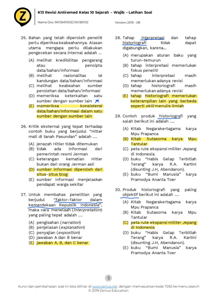 Ambisnotes Soal Sejarah Ambisnotes