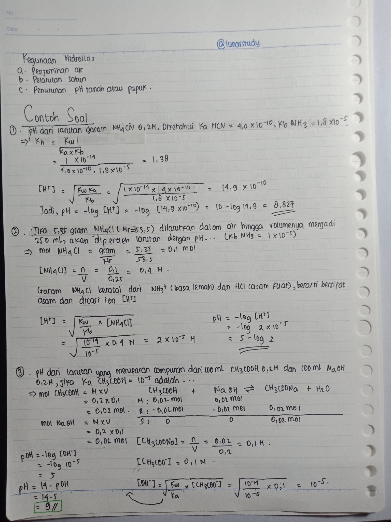 Ambisnotes | Catatan Kimia tentang Hidrolisis Garam - Kelas 11 - Ambisnotes