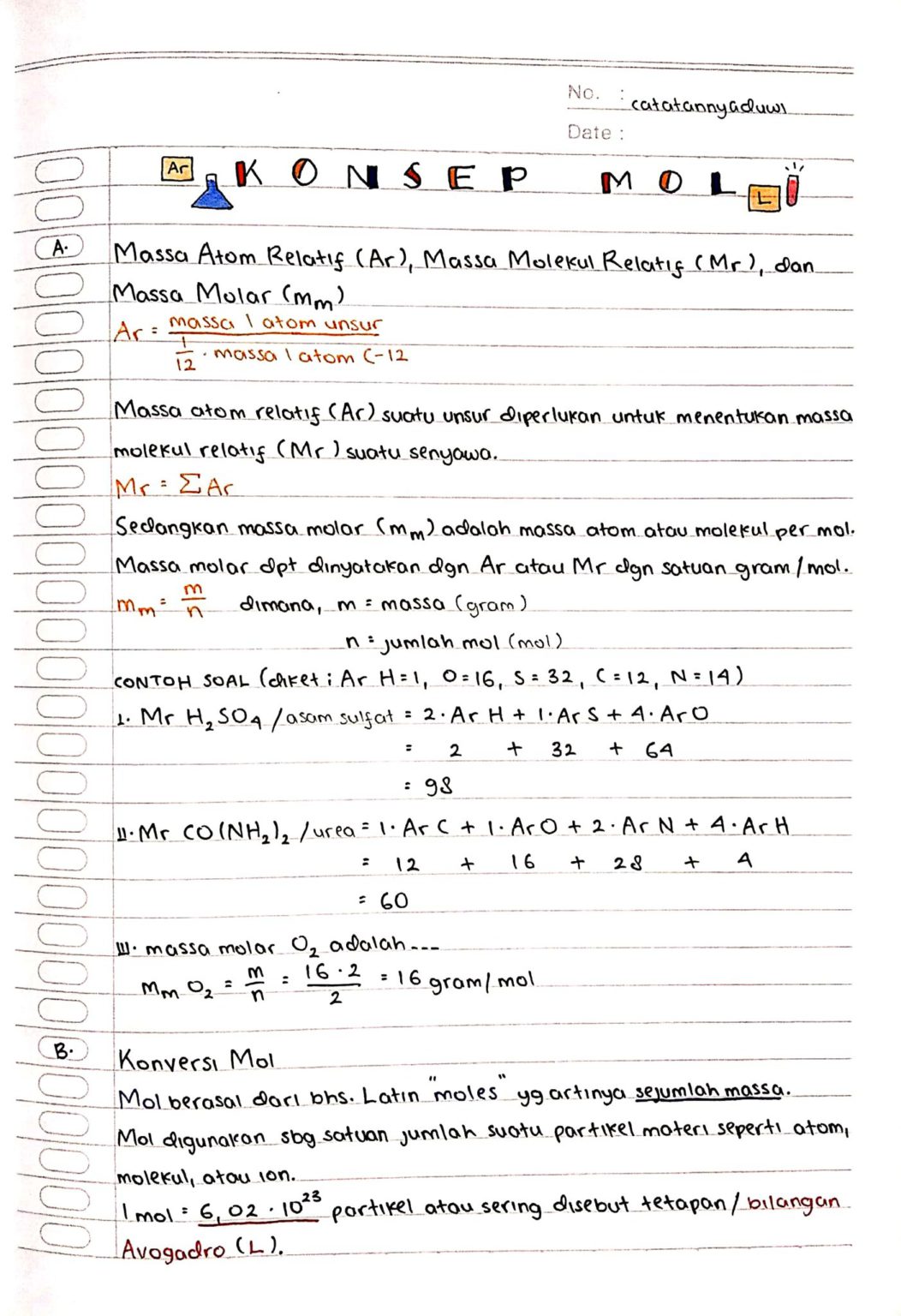 Ambisnotes | Catatan Materi Kimia Kelas 10 ( Stoikiometri / Konsep Mol