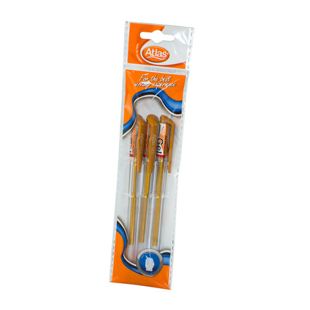 ATLAS PEN CHOOTY GEL GOLD 3 PACK