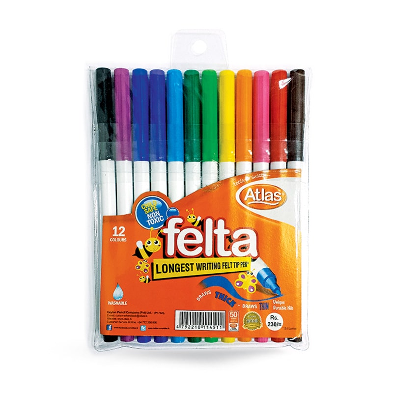 ATLAS COLOUR PEN FELTA 12 COLOURS
