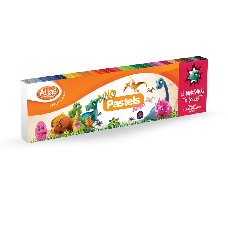 ATLAS JUMBO DINO PASTEL 24 COLOURS