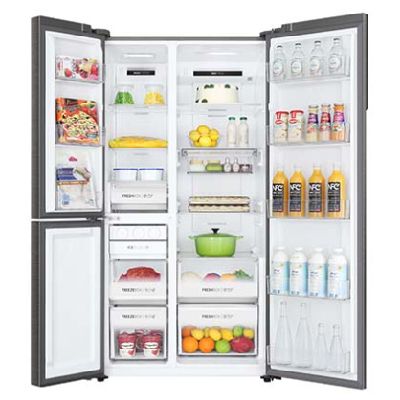 HRT-683ISU1 598L 3 Door Convertible Side by Side Refrigerator with WIFI Enabled Smart Sense AI