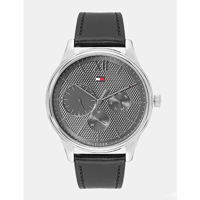 Men Charcoal Grey Textured Analogue Watch TH1791417