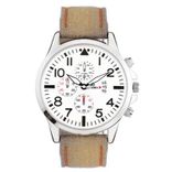 Adamo Beige Leather Round  Watch for Men