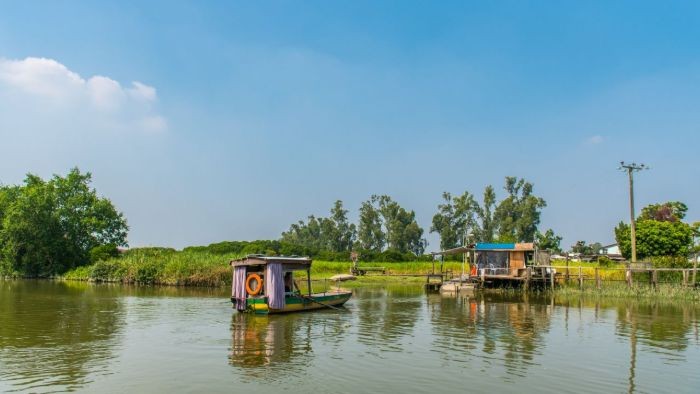 位於元朗的南生圍被錦田河及山貝河包圍，擁有豐富的生態系統，是觀賞候鳥和拍攝自然風光的好地方。