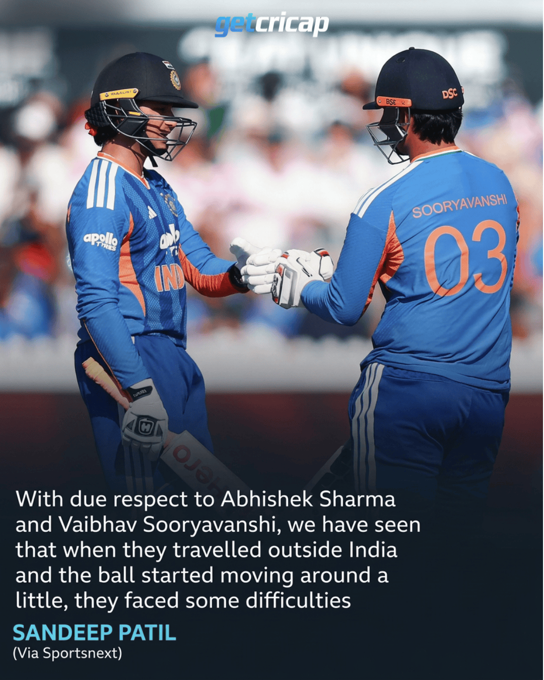 Sandeep Patil raises questions over Abhishek Sharma and Vaibhav Sooryavanshi’s explosive T20I batting, particularly about how their aggressive approach translates to overseas conditions.