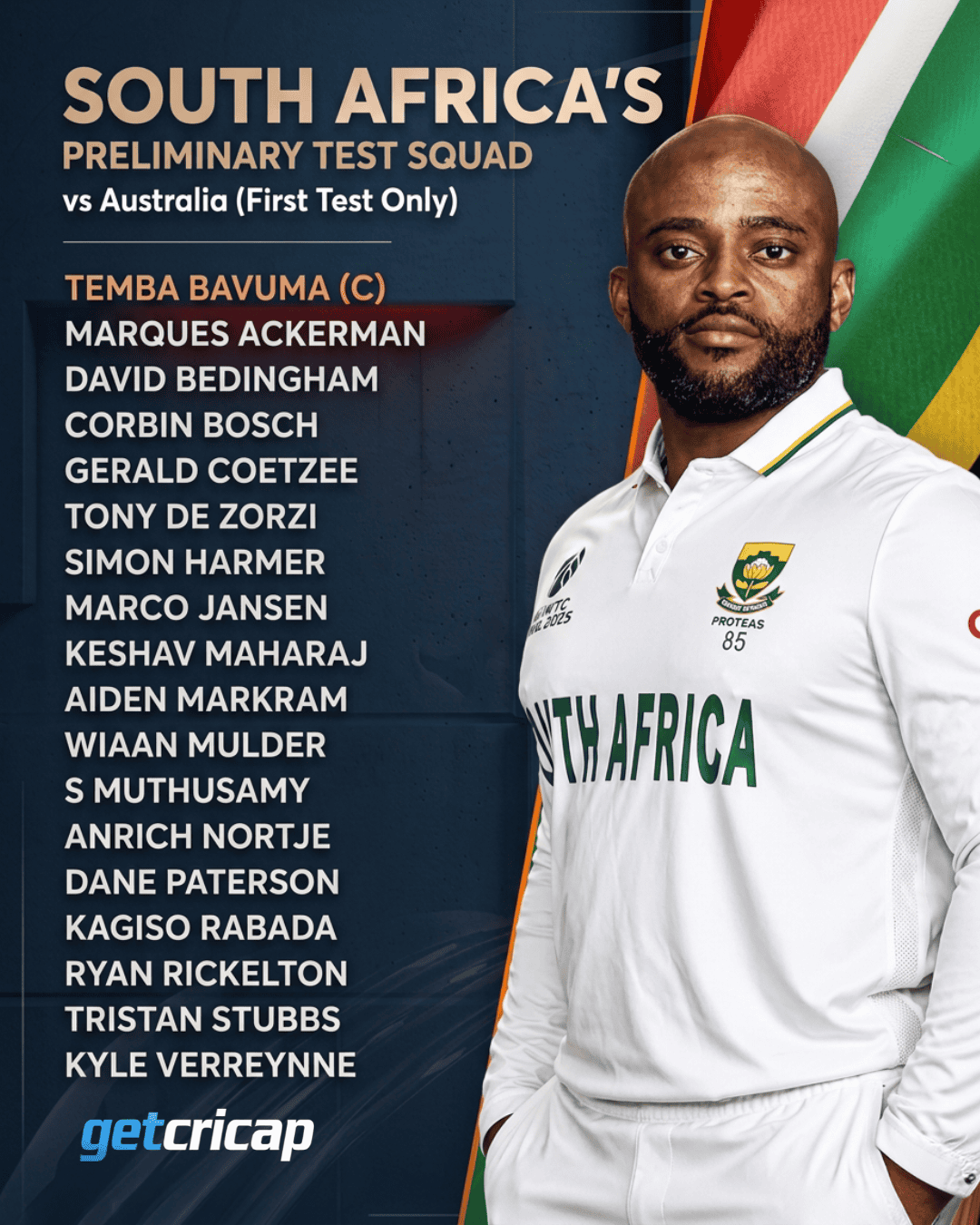 South Africa announce their preliminary Test squad for the first Test against Australia!