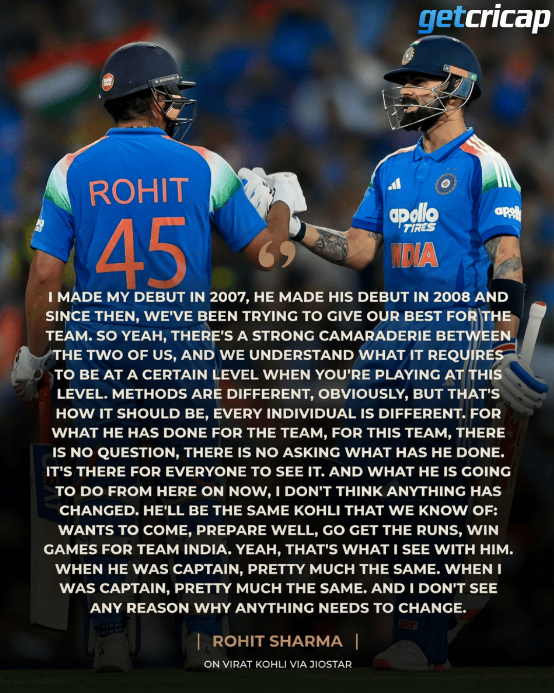 Rohit Sharma opens up on Virat Kohli!