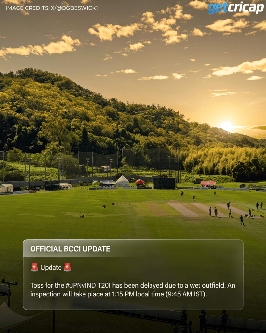 π¨ TOSS UPDATE π¨
The historic T20I between Japan and India has been delayed due to a wet outfield. π§οΈπ
The next inspection is scheduled for 9:45 AM IST. π€
#JAPvIND #T20Is