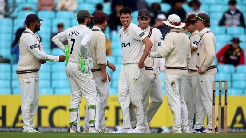 Surrey fight for survival as 'roulette-wheeler' pitch serves up 23-wicket day