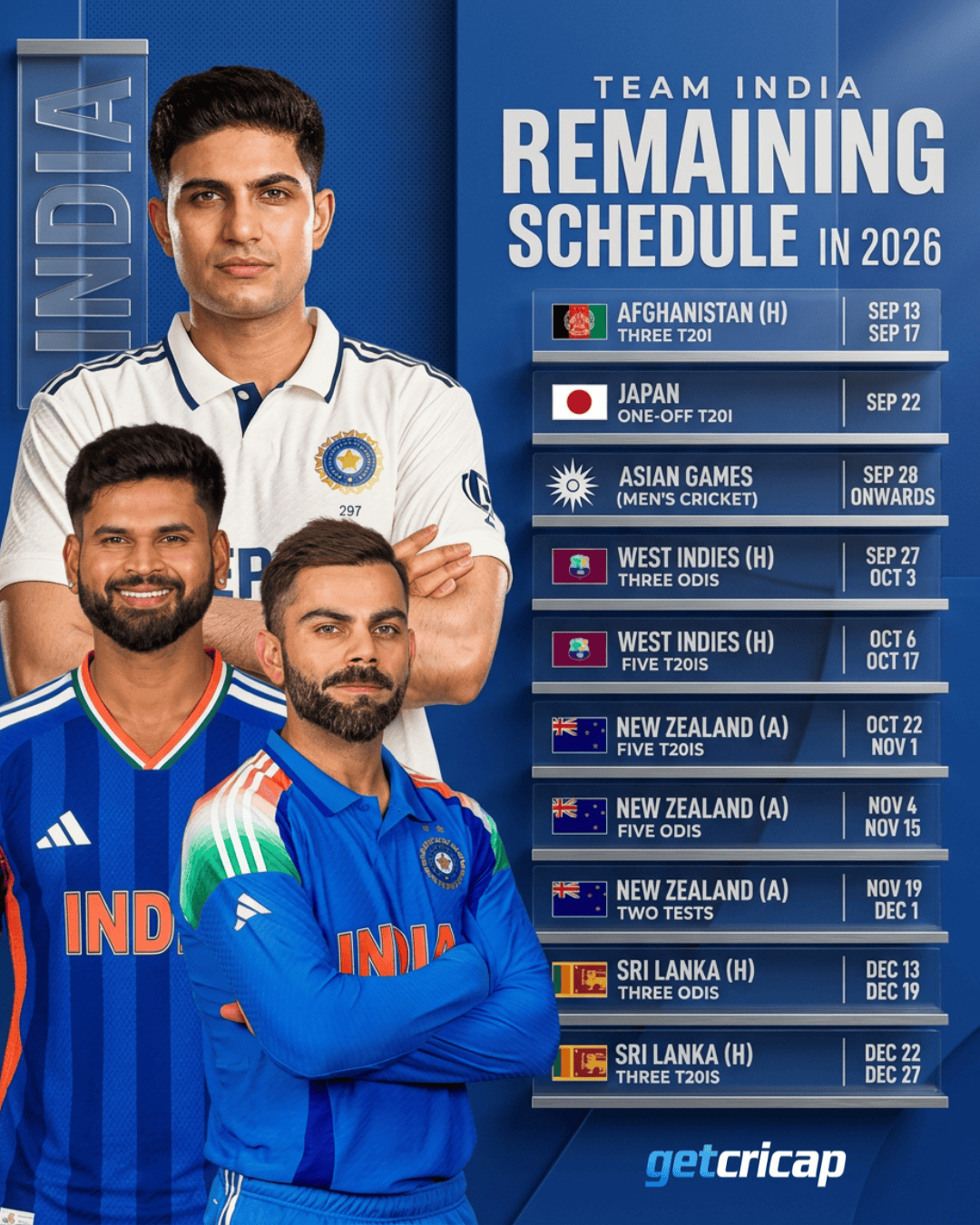 🔥 TEAM INDIA’S 2026 CALENDAR IS PACKED!