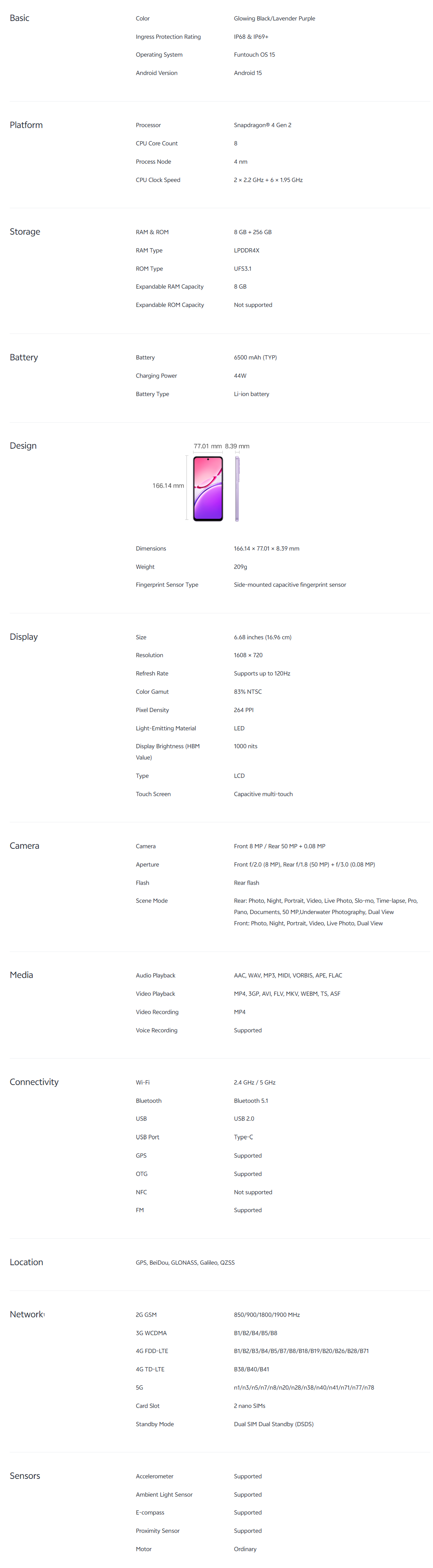 vivo Y31 5G Specification