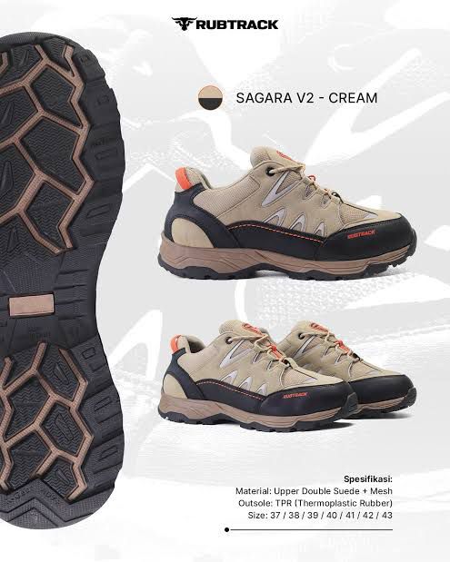 Sepatu UK 42 Rubtrack V2 cream black