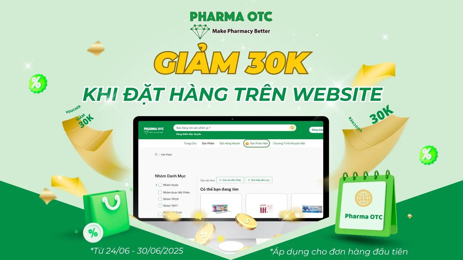 NHẬN NGAY VOUCHER 30K & QUÀ TẶNG HẤP DẪN KHI ĐẶT HÀNG TẠI WEBSITE PHARMAOTC.VN