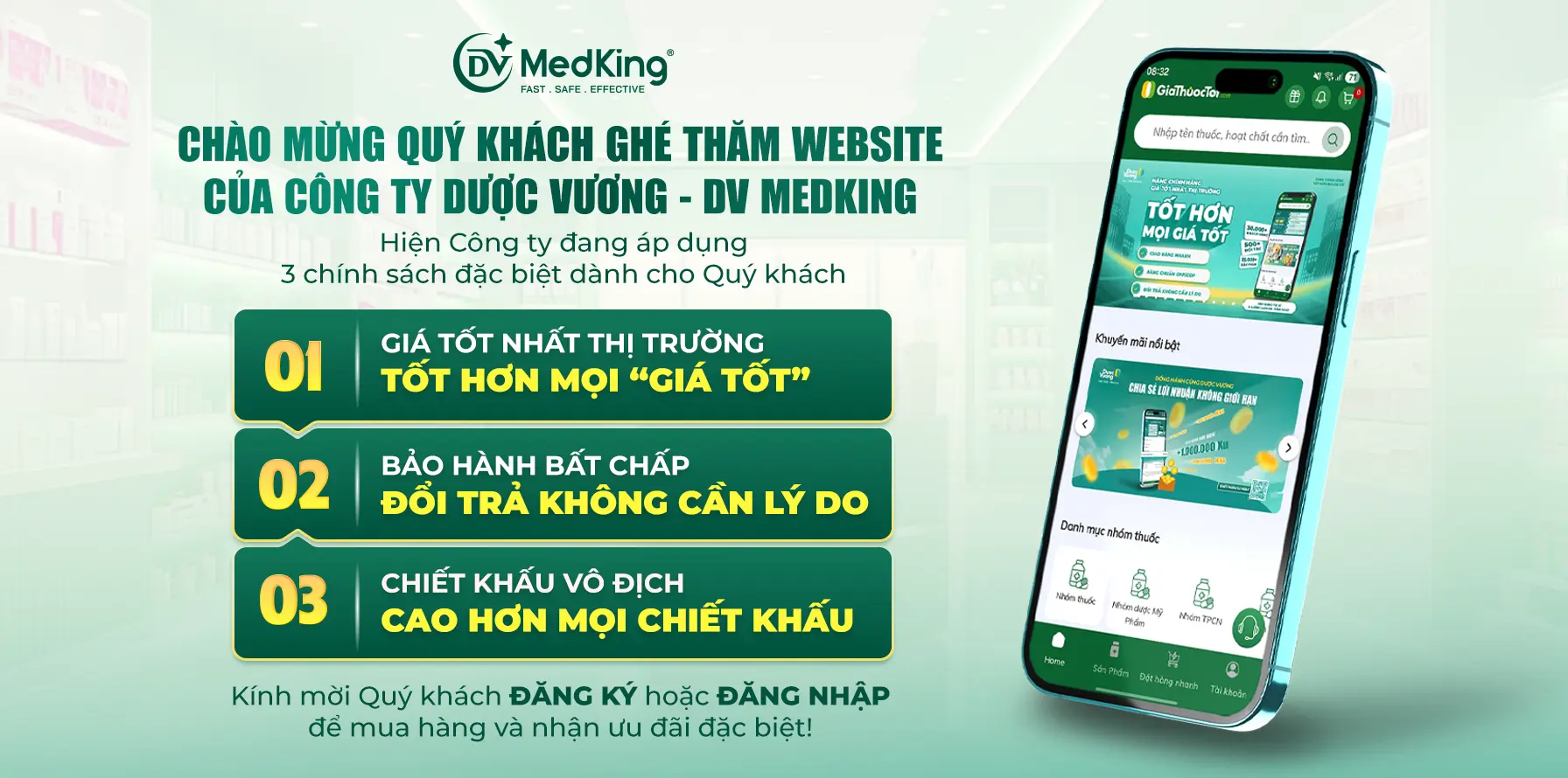 Chào mừng Quý khách đến với Dược Vương – DV MedKing!