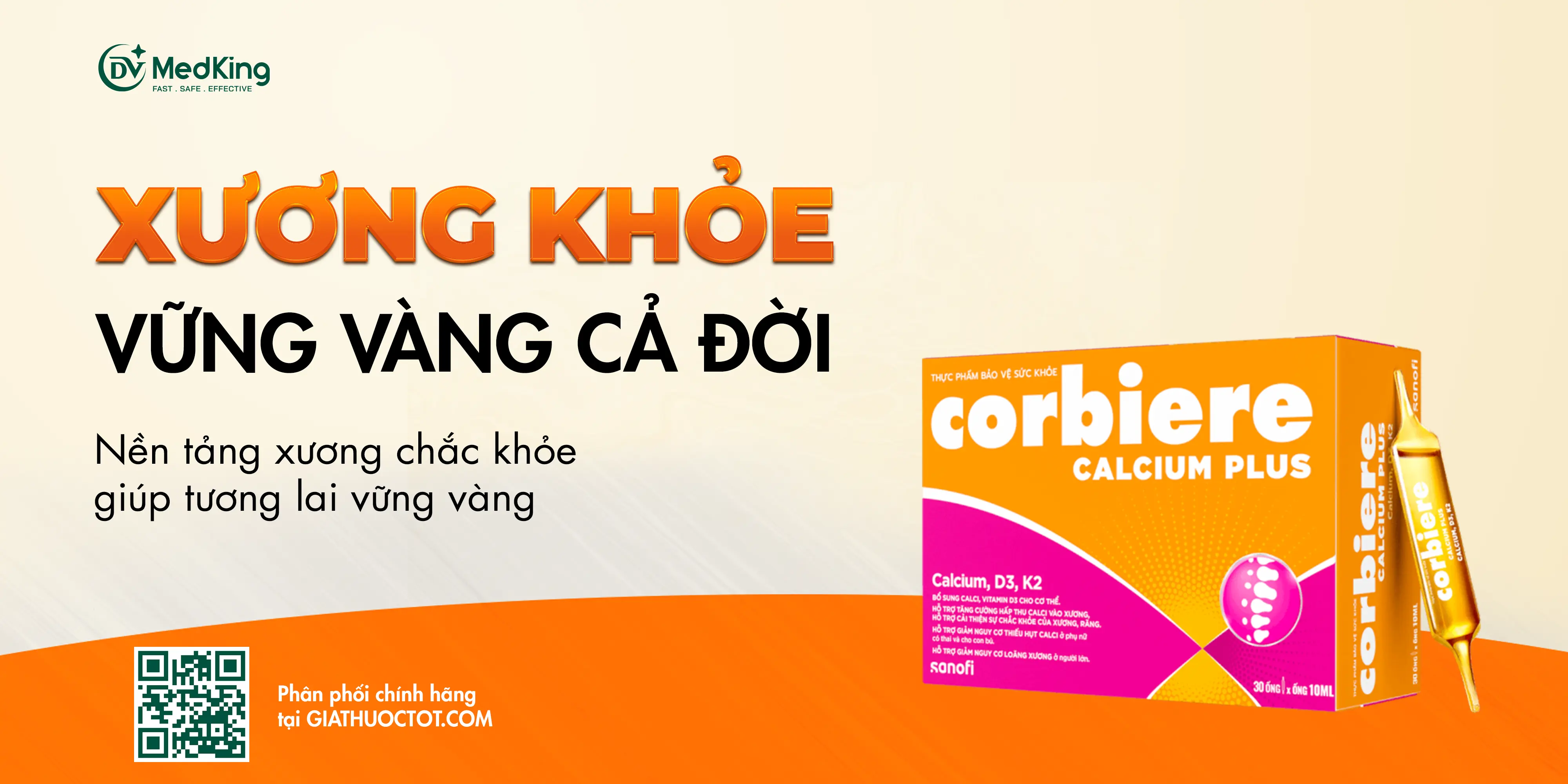 CORBIERE CALCIUM PLUS D3 K2 VỮNG NỀN XƯƠNG KHỎE 