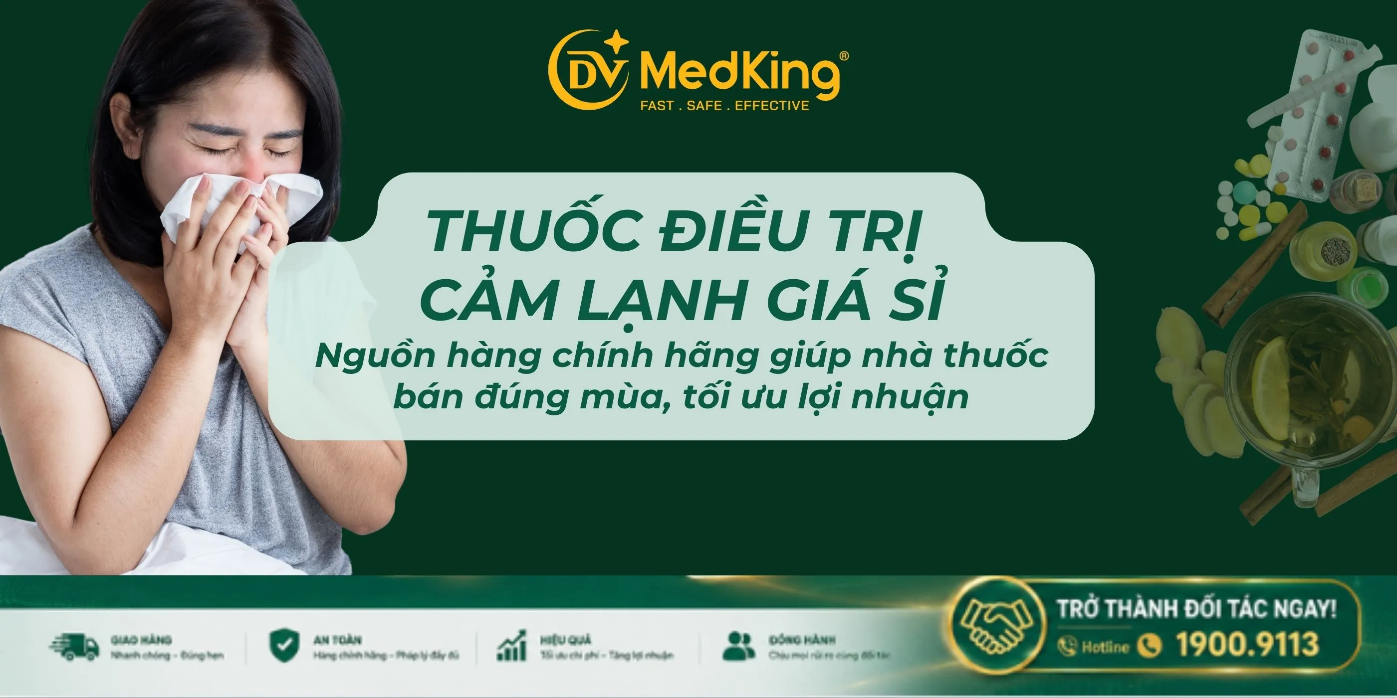 Thuốc điều trị cảm lạnh giá sỉ: Nguồn hàng chính hãng giúp nhà thuốc bán đúng mùa, tối ưu lợi nhuận