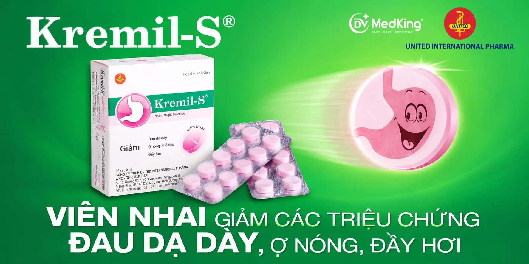 KREMIL-S – VIÊN NHAI GIẢM KHÓ TIÊU, Ợ NÓNG, ĐẦY HƠI NHÀ THUỐC NÊN BỔ SUNG