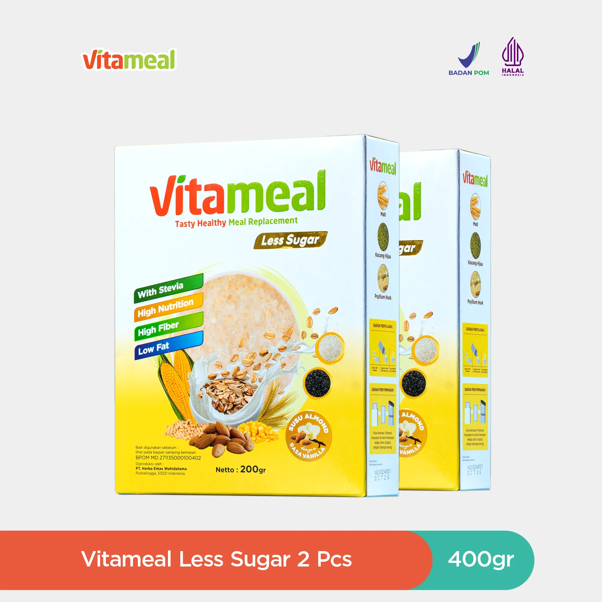 2 Box Vitameal - Less Sugar 400 Gram