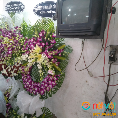 Hoa viếng màu tím 2 tầng