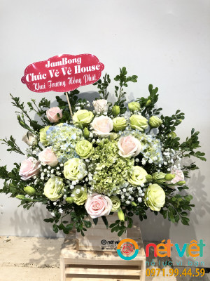 Hoa hộp gỗ khai trương