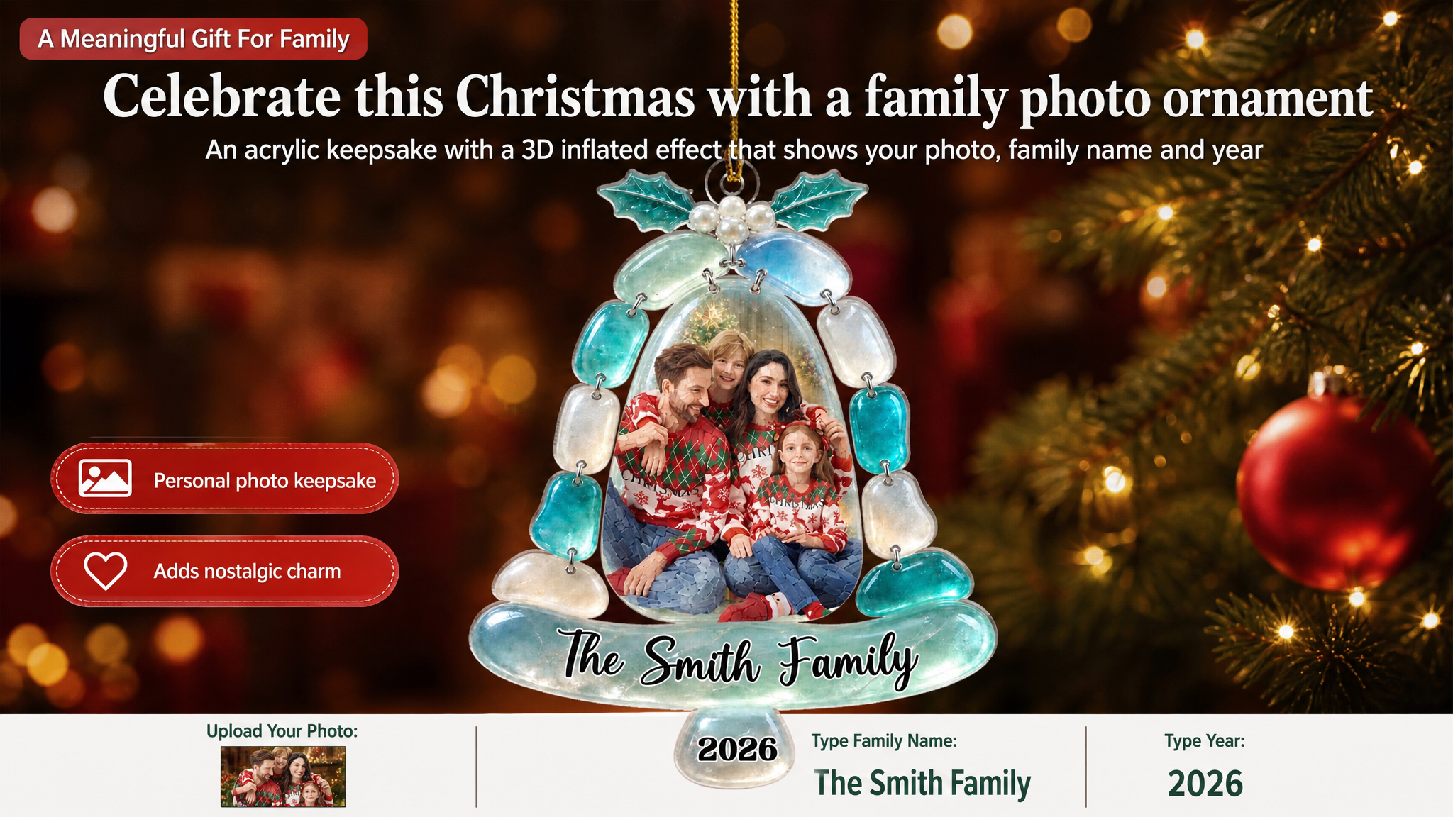 Celebrate this Christmas with a family photo ornament